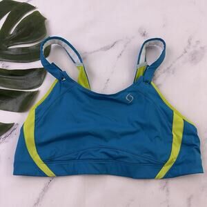 Moving Comfort Brooks Womens Jubralee Sports Bra Size 38 D Blue Green